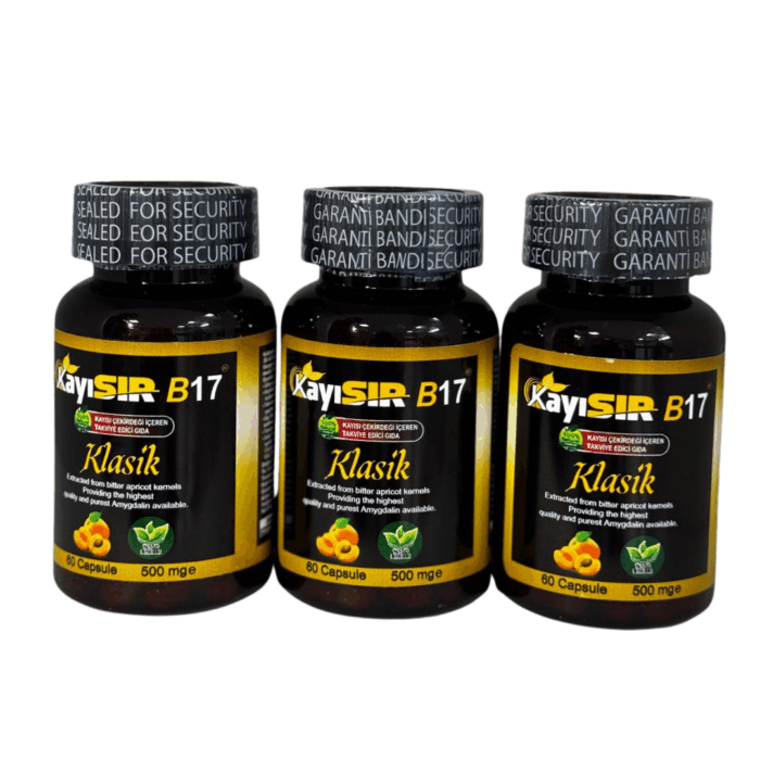 B17 Vitamini Amygdalin Klasik Gıda Takviyesi (500 MG) - 3'lü Paket - Görsel 2